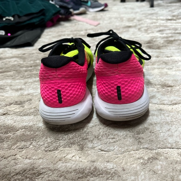 NIKE LUNARGLIDE 8 OC Neon Yellow Pink Running Training Walking Shoes - Picture 2 of 6